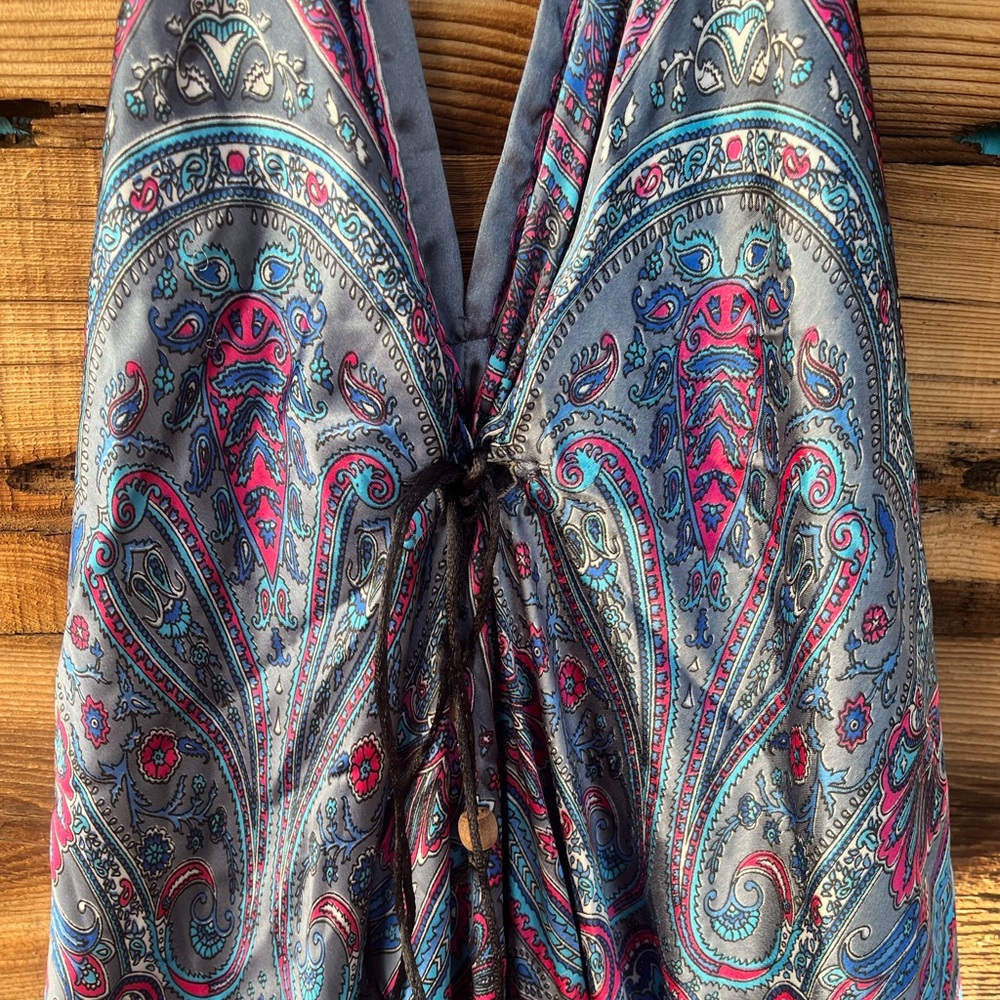 PEARL | Vibrant Paisley Halter Dress OSFM - Picture 4 of 6